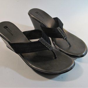 White Mountain Black Summer Sandals Glitter 9.5 M